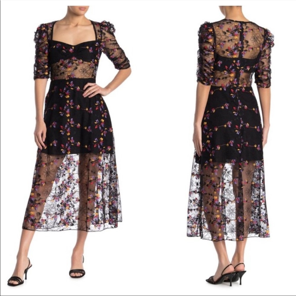 Allen Schwartz Savanna Sheer Bustier Dress